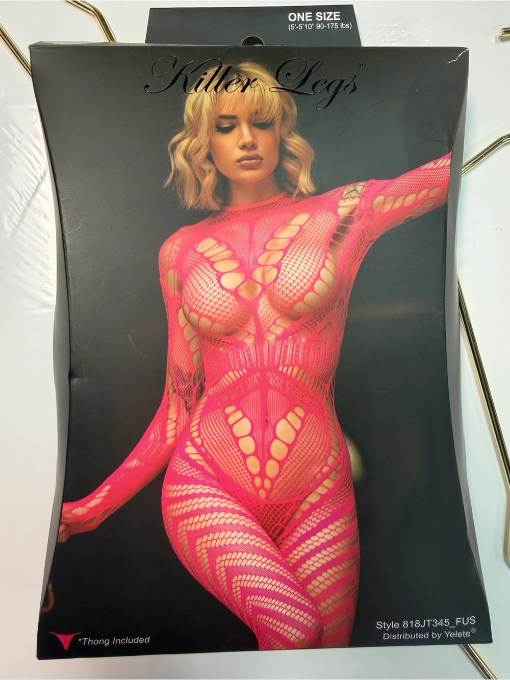 Killer Legs Hot Pink Fishnet Bodystocking with Thong - One Size